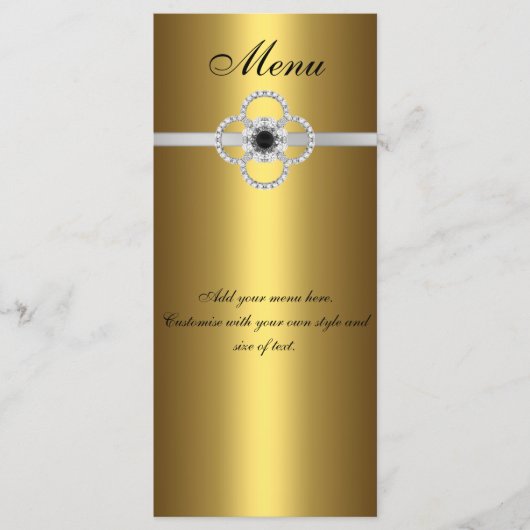 Menu Kaart Goud Zwart Zilver Diamond Jewel (Voorkant)