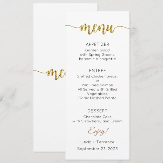 Menu Kaart, Huwelijksmenu, Diner, Lunch (Voorkant / Achterkant)