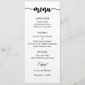 Menu Kaart, Huwelijksmenu, Diner, Lunch (Voorkant)