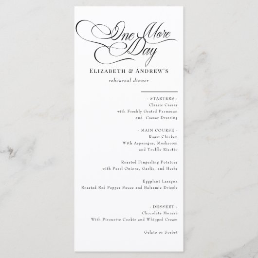 Menu-Kaart | Huwelijksrepetitie Diner Menu (Voorkant)