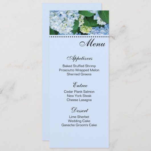 Menu Kaart Hydrangeas (Voorkant / Achterkant)