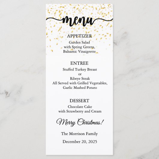 Menu kaart, Kerstmenu, Diner, Lunch (Voorkant)
