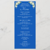 Menu Kaart - Kobalt Blauw & Wit Rozen (Voorkant)