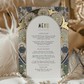 Menu Kaart Navy Blue Gold Art Nouveau Mucha