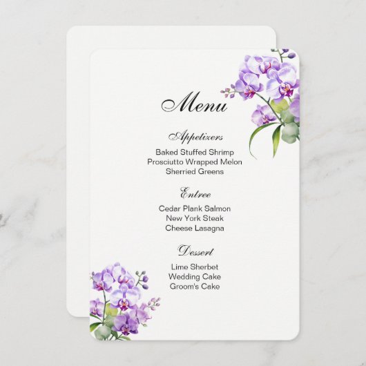 Menu Kaart-Orchideeën (Voorkant / Achterkant)