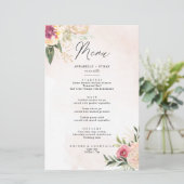 Menu-kaart Peony en Gold Foil Bloom (Staand voorkant)