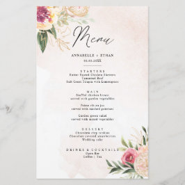Menu-kaart Peony en Gold Foil Bloom