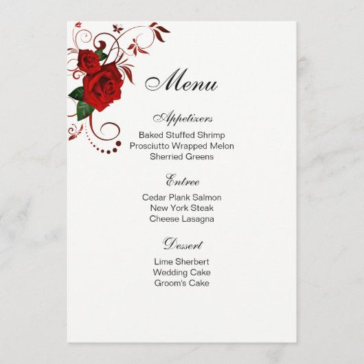 Menu Kaart-Red Rose (Voorkant)