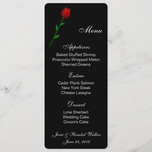 Menu Kaart Red Rose (Voorkant)