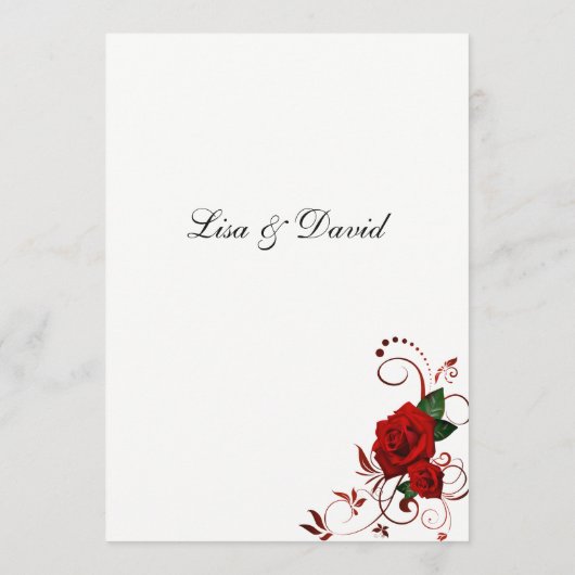 Menu Kaart-Red Rose (Achterkant)