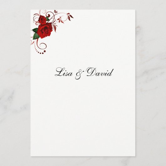 Menu Kaart-Red Rose (Achterkant)