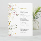 Menu Kaart Roze Gele Wilde Bloemen (Staand voorkant)