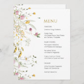 Menu Kaart Roze Gele Wilde Bloemen (Voorkant / Achterkant)