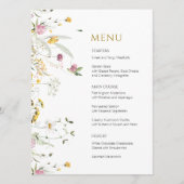 Menu Kaart Roze Gele Wilde Bloemen (Voorkant)