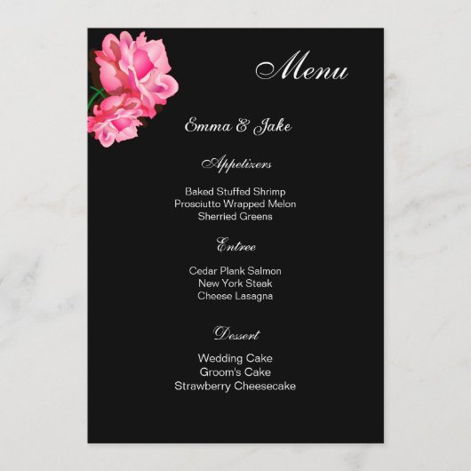 Menu Kaart Roze Roos (Voorkant)
