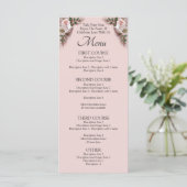 Menu Kaart - Roze Rozen & Duiven Bruiloft (Staand voorkant)