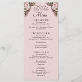 Menu Kaart - Roze Rozen & Duiven Bruiloft (Voorkant)