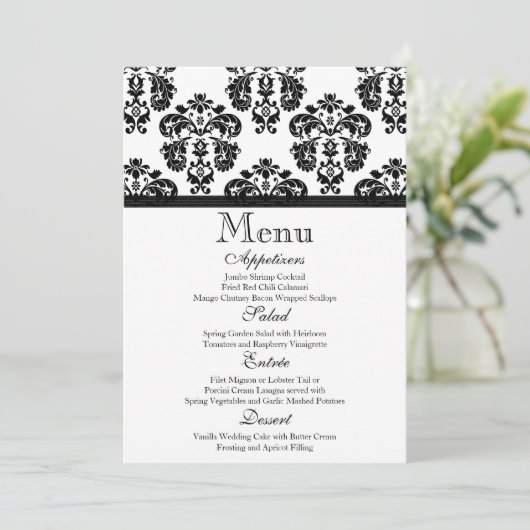 Menu-kaart voor zwarte en witte dodenweddenschappe menu (Staand voorkant)