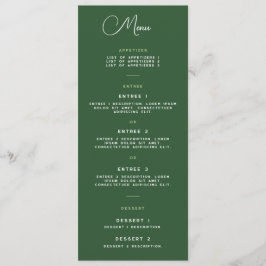 Menu Kaart - Wrightsville Manor Suite
