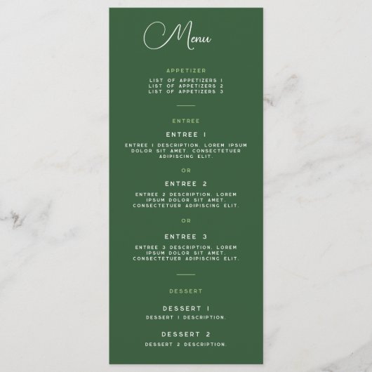 Menu Kaart - Wrightsville Manor Suite (Voorkant)