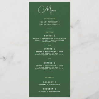 Menu Kaart - Wrightsville Manor Suite