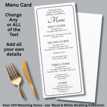 Menu Kaart - Zwart Wit - Voeg je eigen details toe