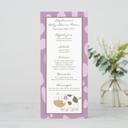 Menu-kaarten Jacana Girl Oerwoud Zoo Animal Menu (Staand voorkant)