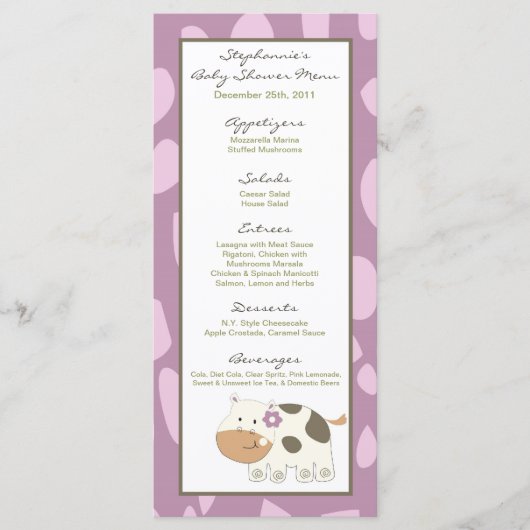 Menu-kaarten Jacana Girl Oerwoud Zoo Animal Menu (Voorkant)