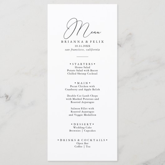 Menu Kassy Chic Minimalist (Voorkant)