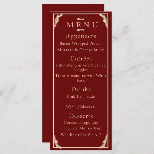 Menu katholieke winterweddenschap (Voorkant / Achterkant)