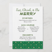 Menu Kerst Groen en Gold Stars Kaart (Voorkant)