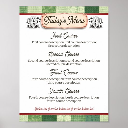 menu kerstkeuken poster (Voorkant)