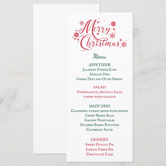 Menu Kerstmis (Voorkant / Achterkant)