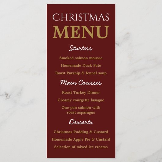 Menu Kerstmis Baubles (Achterkant)