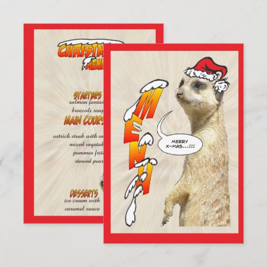 Menu Kerstmis Kaart (Voorkant / Achterkant)