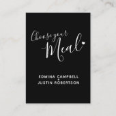 Menu-keuze maaltijd opties script tekst zwarte kaa informatiekaartje (Voorkant)