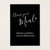 Menu-keuze maaltijd opties script tekst zwarte kaa visitekaartje (Voorkant)