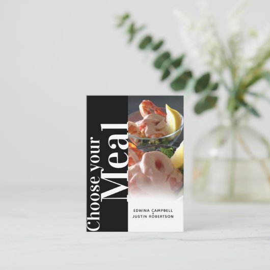 Menu keuze maaltijd opties vet tekst zwart foto (Staand voorkant)