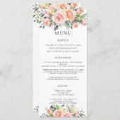 Menu Keuze Peach Ivory Pink Floral Wedding (Voorkant / Achterkant)