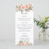 Menu Keuze Peach Ivory Pink Floral Wedding (Staand voorkant)