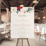 Menu Klassieke Gold Floral Wedding Drinken Poster<br><div class="desc">Dit klassieke goudflorale trouwmenu drink perfect voor een rustige bruiloft. Het ontwerp is voorzien van waterverf-witte,  bruine en goudbloemen en bessen met groene bladeren die in elegante bouquets zijn gegoten.</div>
