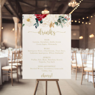 Menu Klassieke Gold Floral Wedding Drinken Poster