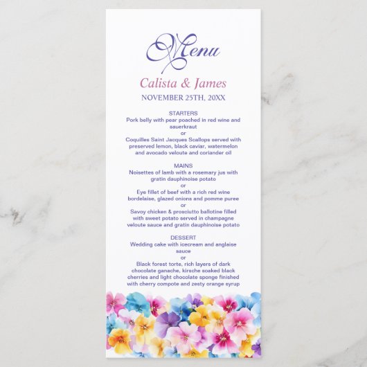 Menu Kleurrijke Floral Wedding (Voorkant)