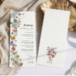 Menu Kleurrijke Floral Wedding<br><div class="desc">Ons Colorful Floral Wedding Menu is de perfecte manier om uw vreugde te delen! Dit moderne trouwmenu is uniek en grillig en biedt verbluffende roestrijke, met de hand geverfde waterverf floralen in kleuren van donkerblauw, helder roze, wazige roze, goudgeel, levendig rood en sage groene bladeren die perfect zijn voor de...</div>