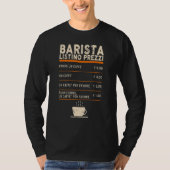 Menu Koffiebalk Barista-prijslijst T-shirt (Voorkant)