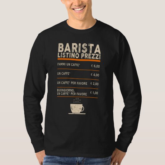 Menu Koffiebalk Barista-prijslijst T-shirt (Voorkant)