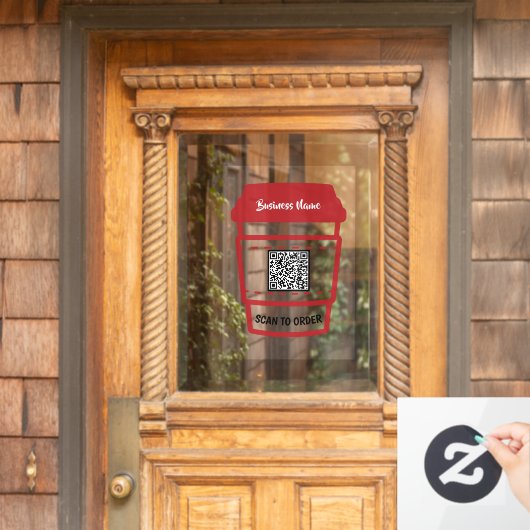 Menu Koffiebestelling QR-code restaurant Coffee sc Raamsticker (Huis Deur)