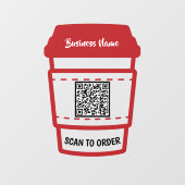 Menu Koffiebestelling QR-code restaurant Coffee sc Raamsticker (Vel)