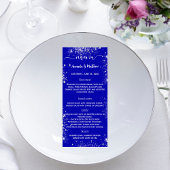 Menu koninklijk blauw zilver glitter bruiloft