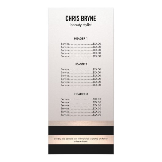 Menu Kool Bold Modern Black- en Gold-prijslijst (Voorkant)